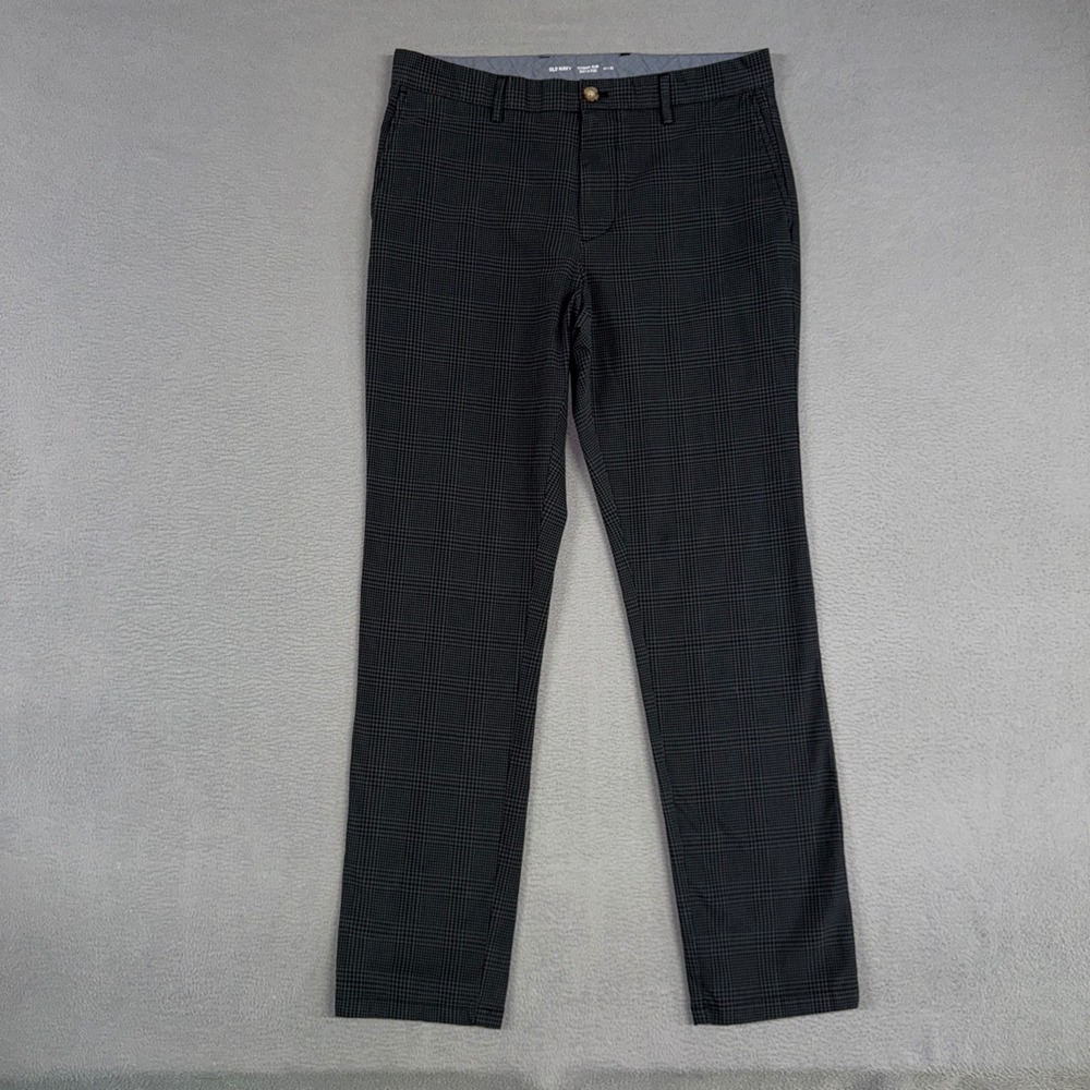 Old Navy Pants Mens 34x32 Grey Plaid Ultimate Slim Built-In Flex Stretch Chino